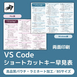 VS Codeショートカットキー早見表（Windows版・Mac版／両面印刷）B5サイズ　高品質ツヤ消しラミネート