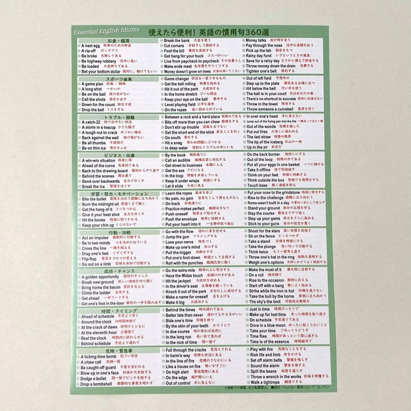 英語の慣用句360選 一覧表｜日常・ビジネスで使える気の利いた表現集