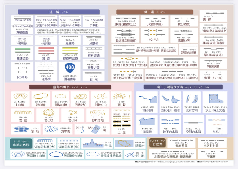 地図記号一覧表 134種類を見やすく 地図を見るのが楽しくなる！ – べんりな一覧表ショップ・コレヤコノ