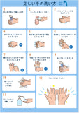 風邪の予防法一覧表【A4サイズ／両面カラー】正しい手の洗い方イラスト図